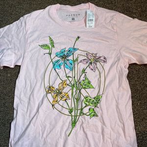 Pacsun Brand Pink Peace Flower Tee- New